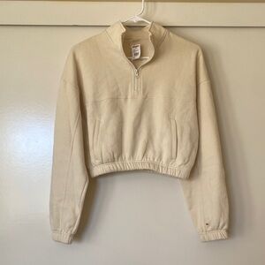 RSQ Cream Quarter-Zip Cropped Sweater